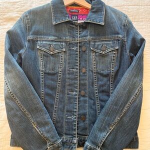 Vintage GAP XS Denim Jean Jacket with Cozy Knit Wool Lining